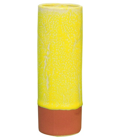 Høj og slank cylinderformet gul keramikvase fra Pureculture